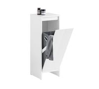 SoBuy Armoire à Linge Meuble Bas de Salle de Bain Corbeille à Linge Meuble de Rangement avec 1 Panier à Linge Amovible, Blanc, 30x30x87cm, BZR154-W