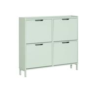 SoBuy Meuble Chaussure 4 Abattants Meuble à Chaussures d’Entree Armoire à Chaussures Rangement Chaussures Compact Range Chaussures Étroit pour Petite Entrée ou Couloir L100xP19xH91cm Vert FSR100-GR