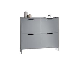 SoBuy Meuble Chaussure 4 Abattants Meuble à Chaussures d’Entree Armoire à Chaussures Rangement Chaussures Compact Range Chaussures Étroit pour Petite Entrée ou Couloir L100xP19xH91cm, Gris, FSR100-HG