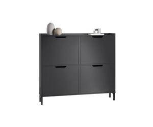 SoBuy Meuble Chaussure 4 Abattants Meuble à Chaussures d’Entree Armoire à Chaussures Rangement Chaussures Compact Range Chaussures Étroit pour Petite Entrée ou Couloir L100xP19xH91cm Noir FSR100-SCH