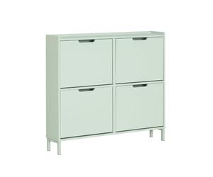 SoBuy Meuble Chaussure 4 Abattants Meuble à Chaussures d’Entree Armoire à Chaussures Rangement Chaussures Compact Range Chaussures Étroit pour Petite Entrée ou Couloir L100xP19xH91cm Vert FSR100-GR