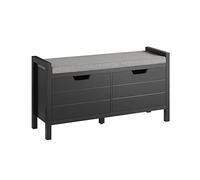 SoBuy Meuble Chaussure Banc Chaussures Entrée - Banc à Chaussures avec Rangement Fermé, Coussin Rembourré, Haute Capacité 150kg - Rangement Chaussures Design Moderne - Noir, 91x30x50cm, FSR63-II-SCH