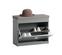 SoBuy Meuble Chaussure Banc d’Entrée - Banc à Chaussures avec Rangement à Abattant et Coussin - Banc de Rangement Chaussures pour Couloir ou Salon - 60x24x51 cm, Capacité 150kg, Gris, FSR82-K-HG