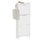 SoBuy Meuble Chaussure Entree, Meuble à Chaussures, Meuble Chaussure Bois avec LED et Design 19 cm, pour Entrée et Couloir, pour Petits Espaces, Blanc, 50 x 19 x 131 cm, FSR151-H-E-W