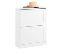 SoBuy Meuble Chaussure Meuble à Chaussures Entrée Rangement Compact 2 Abattants Réglables - Armoire à Chaussures Fine pour Couloir - Blanc 60x25x80cm FSR137-W
