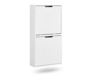 SoBuy Meuble Chaussure Mural Blanc - Meuble Chaussure Entrée - Montage Vertical/Horizontal - Rangement Étagère Fine - Rangement Chaussures Mural pour Petite Entrée, Couloir 50x19x100cm Blanc FSR204-W