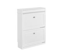 SoBuy Meuble Chaussure Rangement Chaussure 2 Abattants, Armoire à Chaussures Entrée, Meuble à Chaussures Range Chaussures 12 Paires pour Couloir, Entrée 75x24x96cm Blanc FSR78-L-W