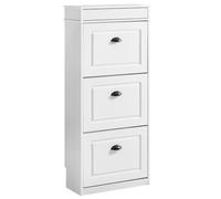 SoBuy Meuble Chaussure Rangement Chaussure 3 Abattants, Armoire à Chaussures Entrée, Meuble à Chaussures Range Chaussures 12 Paires pour Couloir Entrée 53x24x120cm Effet Bois Vieilli Blanc FSR94-WG