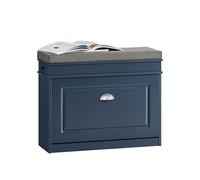 SoBuy FSR82-L Armoire à chaussures avec rabat Banc à chaussures avec coussin de siège Commode à chaussures Banc BHT environ. 75x51x24cm Bleu