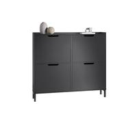 SoBuy Meuble à chaussures FSR100 4 abattants 8 étagères étroit noir L100xP19xH91cm