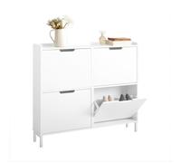 SoBuy Meuble Chaussures 4 Abattants - Meuble à Chaussures Étroit pour Petits Appartements, Entrées Étroites & Couloirs, Blanc
