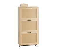SoBuy Meuble à chaussures FSR155-N – 3 abattants, effet cannage rotin, 60 x 24 x 127 cm