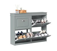 SoBuy FSR79 Meuble à chaussures avec 4 portes battantes, meuble à chaussures étroit avec 8 étagères, étagère à chaussures réglable pour couloir, 105x82x24 GRIS