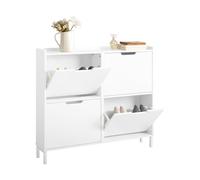 SoBuy Meuble Chaussures 4 Abattants - Meuble à Chaussures Étroit pour Petits Appartements, Entrées Étroites & Couloirs, Blanc