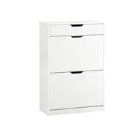 SoBuy Meuble Chaussures avec tiroir 60x30x90cm pour entrée | Meuble à chaussures pour 8 paires, profondeur 30cm, tiroir pour petits objets, étagères réglables, blanc FSR180-W