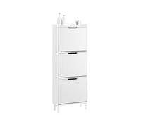 SoBuy Meuble Chaussures d’Entrée 3 Abattants, Rangement Compact et Moderne, Étroit pour Couloir ou Petite Entrée 50x19x130 cm