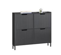 SoBuy Meuble Chaussures d’Entree avec 4 Abattants, Armoire à Chaussures Moderne, Rangement Chaussures Compact, Range Chaussures Étroit pour Petite Entrée ou Couloir 100x19x91cm Noir FSR177-L-SCH