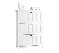 SoBuy Meuble Chaussures Entrée - Meuble Rangement Chaussures à 3 Abattants Réglables, Grande Capacité de 26 kg, Blanc Vintage, 80x30x111cm, FSR162-W