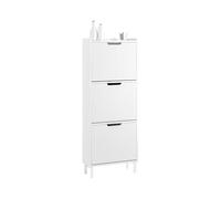 SoBuy Meuble Chaussures Etroit - Meuble de Chaussures Entrée, 3 Portes Battantes - Rangement Chaussure Parfait pour Espaces Étroits - Entrée, Couloir ou Chambre, 50x19x130cm Blanc FSR177-H-W