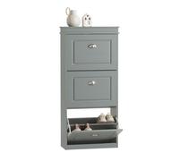 SoBuy Meuble Chaussures, Meuble à Chaussures Entrée avec 3 Abattants Rangement Chaussures, pour Entrée, Couloir et Chambre, L53xP24xH117 cm, Gris, FSR94-HG