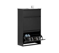SoBuy Meuble Chaussures - Meuble Rangement Chaussures - 2 Abattants 1 Tiroir pour Petite Entrée ou Couloir - Design Moderne et Fonctionnel - Facile à Assembler - Noir, 61x26x100 cm - FSR165-SCH
