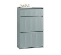 SoBuy Meuble Chaussures - Meuble Rangement Chaussures - 2 Abattants 1 Tiroir pour Petite Entrée ou Couloir - Design Moderne et Fonctionnel - Facile à Assembler - Gris, 61x26x100 cm - FSR165-HG