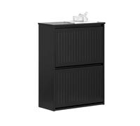 SoBuy Meuble Chaussures - Meuble Rangement Chaussures - 2 Abattants pour Petite Entrée ou Couloir - Design Moderne et Fonctionnel - Facile à Assembler - Noir, 61x26x81 cm - FSR165-K-SCH