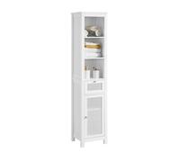 Sobuy Meuble Colonne De Salle De Bain Armoire Avec 1 Porte En Ploy Rotin, 1 Tiroir Et 3 Étagères, Bzr36-W Multicolore