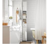 SoBuy Meuble Colonne Étroite Anti-Humidité, Rangement Vertical 4 Étagères Réglables + 1 Tiroir, Blanc 20x20x180cm, Blanc