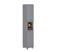 BZR147-DG Meuble Colonne Armoire de Salle de Bain Etagère Etroite Meuble de Rangement Salle de Bain avec 2 Portes et 2 Compartiments