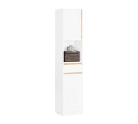 SoBuy Meuble Colonne Salle de Bain avec 1 Tiroir, 1 Étagère Ouverte et 2 Portes - Armoire Haute de Rangement pour Petit Espace, WC ou Buanderie, Blanc 35x33x170cm BZR80-W