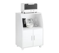 SoBuy Meuble Cuisine à roulettes - Desserte Cuisine avec Portes et Étagère Réglable - Meuble de Rangement Compact pour Micro-Ondes, Bureau ou Salle à Manger, 92x59x40 cm, Blanc FRG241-W