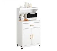 SoBuy Desserte micro-ondes FSB12-W - Chariot à roulettes 1 tiroir 2 portes Blanc 62x40x119 cm