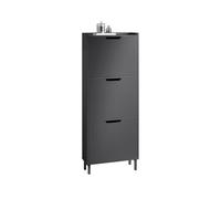 SoBuy Meuble d’Entree avec 3 Abattants, Armoire à Chaussures Moderne, Range Chaussures Étroit pour Petite Entrée ou Couloir 50x19x129cm Noir FSR151-H-SCH