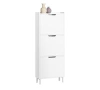 SoBuy FSR151-H-W Meuble à Chaussures Meuble de Rangement à Chaussures avec 3 Abattants Blanc G