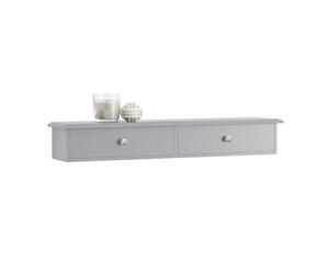 SoBuy Meuble d’entrée de Rangement, Étagère Murale 2 tiroirs, Armoire à clés, Porte-clés L64xP15xH10cm -Gris, FRG43-HG