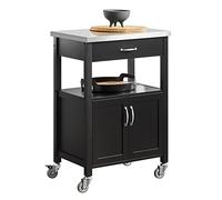 SoBuy Meuble de Cuisine à roulettes avec Plan de Travail Desserte Cuisine compacte pour Rangement Cuisine, extérieur ou Chambre Chariot de Service Multifonction Noir 60x92x45cm FKW22-SCH