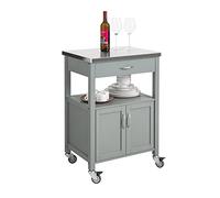 SoBuy Meuble de Cuisine à roulettes, Plan INOX & 4 Roues, 60x92x44cm