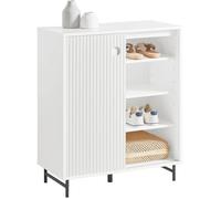 SoBuy Meuble de Rangement Buffet Commode Armoire à Chaussures 2 Portes Coulissantes Étagères Réglables Blanc 70x37x87cm
