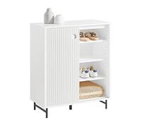 SoBuy Meuble de Rangement Buffet Commode - Armoire à Chaussures à 2 Portes Coulissantes, Étagères Réglables, Meuble Cuisine Design Moderne - Entrée Salon Cuisine - 70x37x87cm Blanc FSB62-W