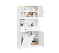 SoBuy Meuble de Rangement Buffet Cuisine Moderne 3 Portes et 2 Tiroirs avec Compartiment à Poubelle, Design Élégant - Meuble de Cuisine pour Salle à Manger ou Salon Blanc 92x40x180 cm FSB101-W