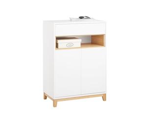 SoBuy Meuble de Rangement d'Entrée Meuble Cuisine - Buffet Salon avec Tiroir, Étagères Réglables et Double Porte - pour Entrée, Salon ou Cuisine - Style Moderne, Charge 80kg, 60x34x85cm - FSB97-WN