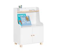 SoBuy Meuble de Rangement pour Chambre d’Enfant, Étagère de Rangement pour Jouets et Livres avec 1 Étagères, 1 Compartiments Ouvert et 2 Portes, 60 x 35 x 87 cm, KMB84-W
