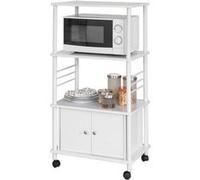 SoBuy FRG12-W Meuble rangement cuisine roulant en bois, Chariot de cuisine de service Blanc