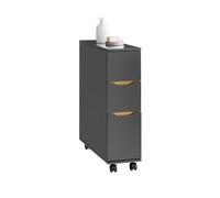 SoBuy Meuble de Rangement Salle de Bain Étroit sur roulettes, Support Papier Toilette avec roulettes, Armoire Toilettes WC Compact, 3 Tiroirs, 20x60x70cm, Gris, BZR191-DG