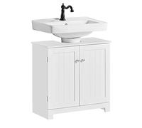 SoBuy Meuble de rangement sous évier avec 2 portes, petit lavabo, armoire de salle de bain, armoire de toilette, BZR18-II-W