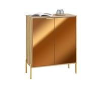 SoBuy Meuble d'entrée Meuble de Rangement Buffet Commode - Armoire avec Miroir, 5 Compartiments Réglables, Design Élégant pour Entrée Salon Chambre - Doré 83x38x100cm FSB96-G