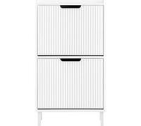 SoBuy Meuble Entrée Rangement Chaussures 4 Portes Blanc Blanc