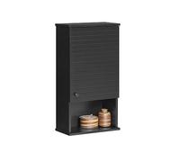 SoBuy Meuble Haut Armoire Suspendue de Toilettes Placard Mural avec Porte pour Salle de Bain Armoire à Pharmacie avec étagères, 40x21x67 cm, Noir, BZR25-SCH