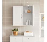 SoBuy Meuble Haut Salle de Bain Armoire Murale WC Suspendue avec 2 Portes et Rangement Intérieur, 60x30x60 cm Blanc